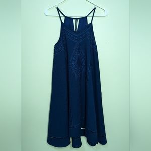 Embroidered long, blue dress